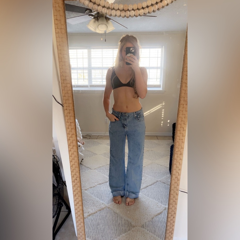 Princess Polly Light Blue Flare Jeans